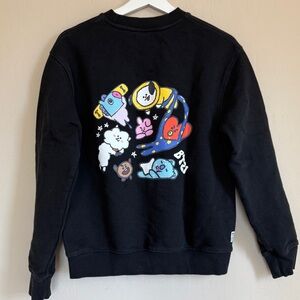 BT21 Sweatshirt Crew neck Black Graphic Unisex Size Small